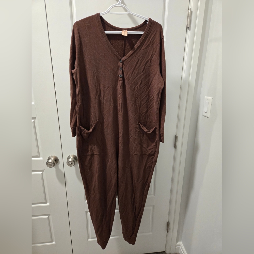 Smash & TESS Brown Long Sleeve Jumpsuit with Pockets
